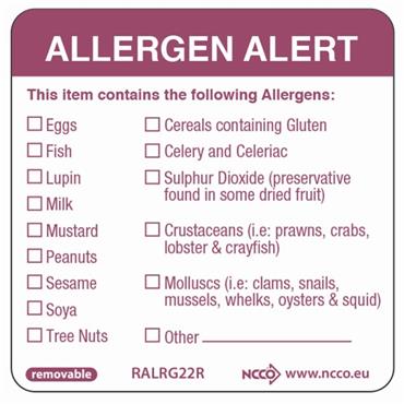 Removable Allergy Safety Label 50mm (500)
