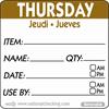 Thursday NCC Removable Day Label 50mm (500)
