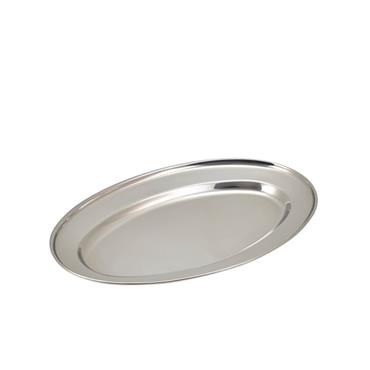 Genware Stainless Steel Meat Flat Oval 14"