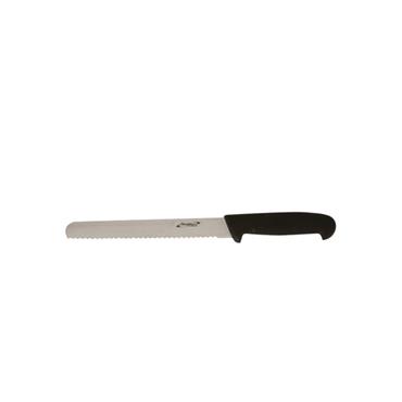 Genware Black Handle Serrated Bread Knife 8''