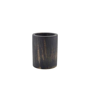 Acacia Wood Cutlery Cylinder Black Wash