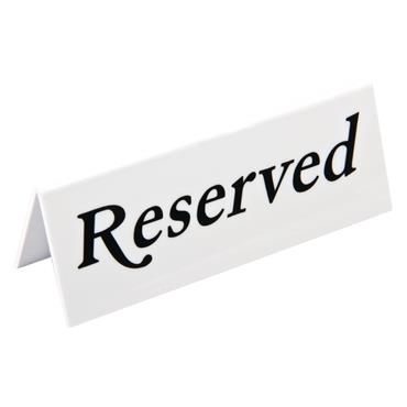 Reserved Sign White Plastic (Pack 10)