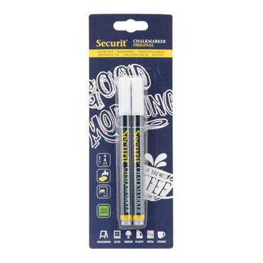Securit Liquid Chalkmarker White Small 2 Pack