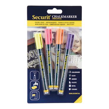 Securit Chalkmarker Yellow,Orange,Pink,Violet