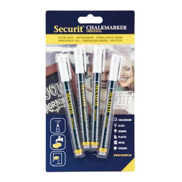 Securit Chalkmarkers 4 Pack White Small