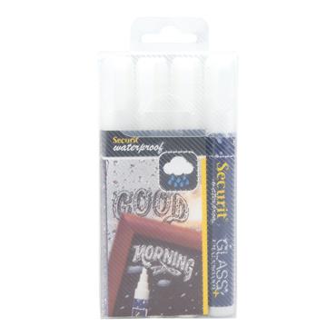 Securit Waterproof Chalkmarker White Set 4
