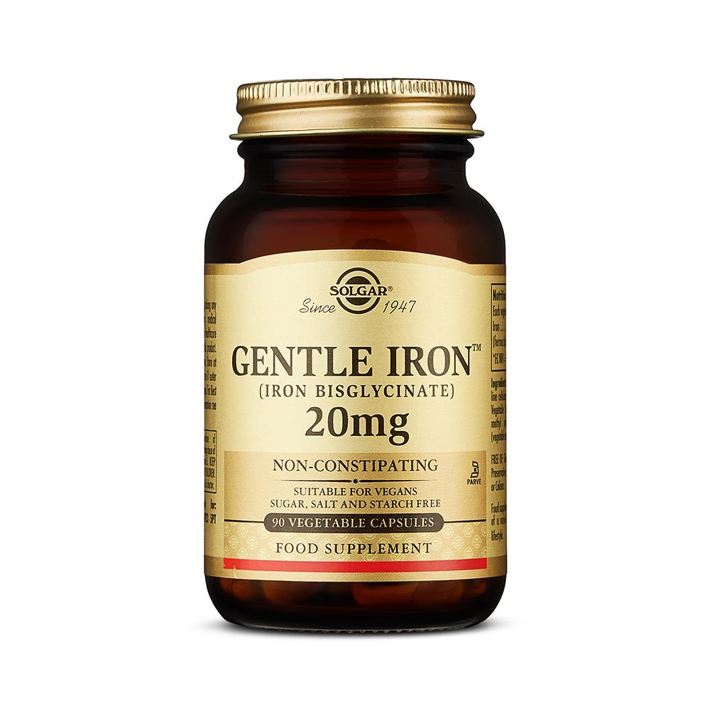 Solgar Gentle Iron (Iron Bisglycinate) 20 mg Vegetable 90 Capsules