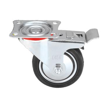 34040 F.F. Group Industrial Black Caster, Swivel With Brake 80mm