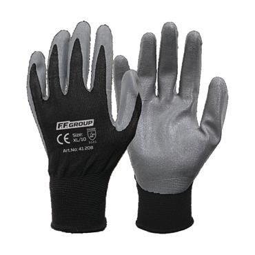 41206 F.F. Group Nitrile Palm Coated Gloves With Poltrueter Knitting, 8/M, (Black/Grey)