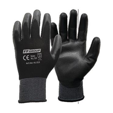41213 F.F. Group Pu Palm Coated Gloves With Poltrueter Knitting, 10''/Xl, (Black)