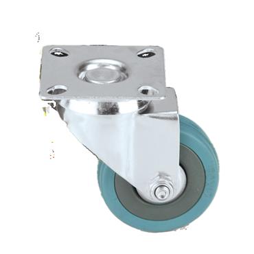 41719 F.F. Group Rubber Castror 100mm Without Brake With 75 x 75 x 2mm Plate Grey