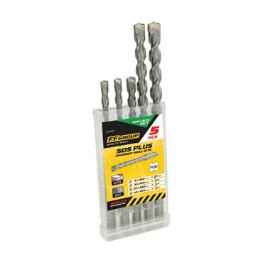 43407 F.F. Group Sds Plus Drill Bit Set 5Cps 2Pcs 6 x 160,1Pc 8 x 160,1Pcs 10 x 210,1Pc 12 x 210