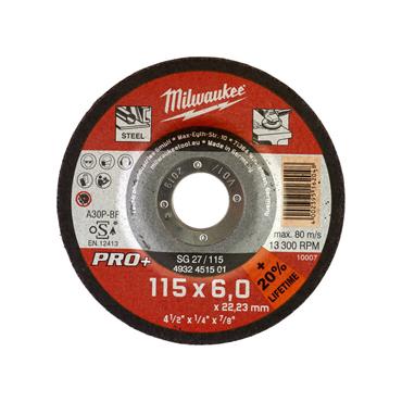 4932451501 Milwaukee METAL GRINDING DISC PRO+ SG27 / 115MM X 6MM -1PC