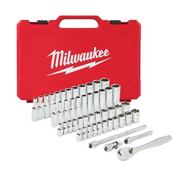 4932464944 Milwaukee 1/4  DRIVE RATCHET & SOCKET SET METRIC IMPERIAL -50PCS