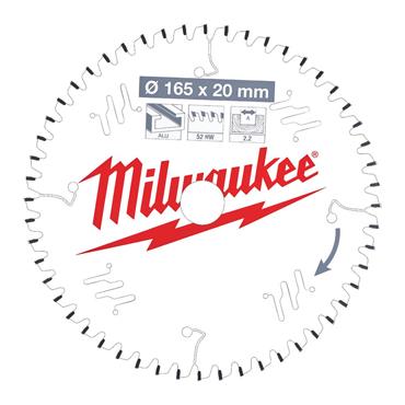 4932471296 Milwaukee CIRCULAR SAW BLADE P ALU 165X20X2.2X52TF NEG. -1PC