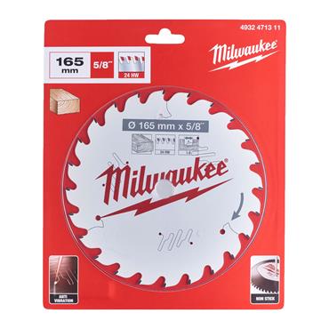 4932471311 Milwaukee Circular Saw Blades For Wood 165mm x 15.87mm x 1.6 - 24T - 1 pc
