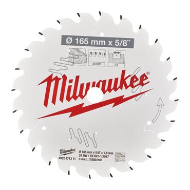 4932471311 Milwaukee Circular Saw Blades For Wood 165mm x 15.87mm x 1.6 - 24T - 1 pc