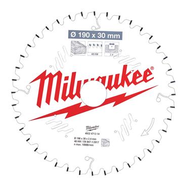4932471314 Milwaukee CIRCULAR SAW BLADE MS W 190X30X2.4X40ATB NEG. -1PC