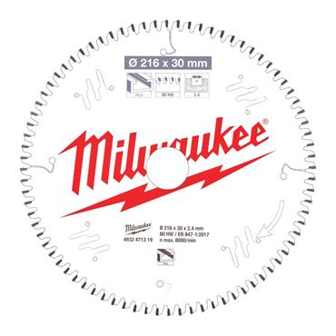 4932471319 Milwaukee CIRCULAR SAW BLADE MS ALU 216X30X2.4X80TF NEG. -1PC
