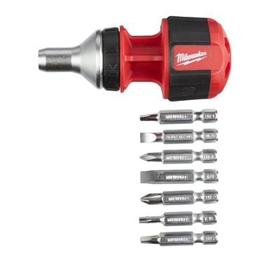 4932471868 Milwaukee 8 IN 1 COMPACT RATCHETING MULTIBIT SCREWDRIVER- UNIVERSAL -1PC