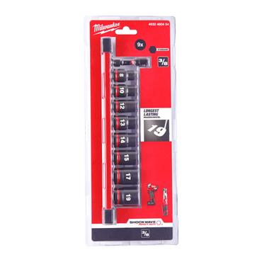 4932480454 Milwaukee Shockwave Impact Duty 3/8 Inch Impact Socket Set - 9 pc