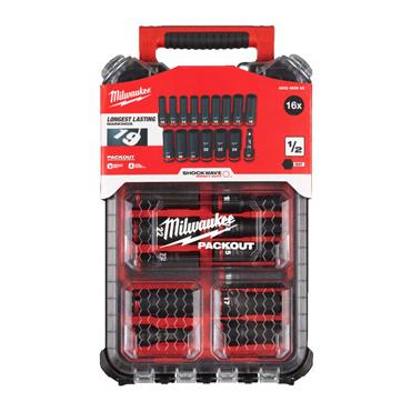 4932480943 Milwaukee Shockwave Impact Duty 1/2 Inch Deep Impact Socket Set - 16 pc in Packout Case