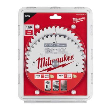 4932492433 Milwaukee Circular Saw Blade Twin Pack 165x20x40T/40T-2pc