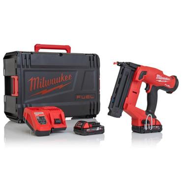 4933471408 Milwaukee M18FN18GS-202X M18 FUEL 18GA Finish Nailer | 2x 2.0Ah Batteries, HD Box