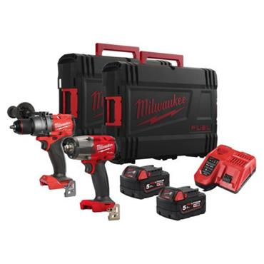 4933492641 Milwaukee M18FPP2F3-502X M18 Combi Drill / 1/2 in Impact Wr