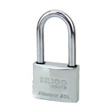 60132 Hugo Padlock Inox, Long Neck, Marine 50L With 3 Keys