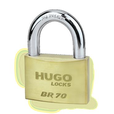 60133 Hugo Padlock Brass, Br 20 With 3 Keys