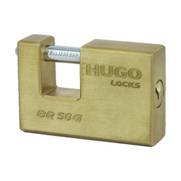 60141 Hugo Padlock, Rectangular Brass, Br 56G With 3 Keys