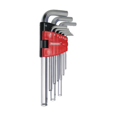70400 Benman Long Turball Hex Key Wrench Set 9Pcs, Size (1.5-2-2.5-3-4-5-6-8-10)