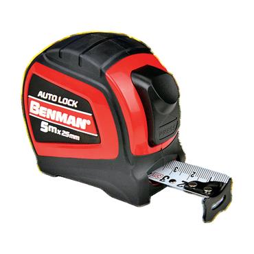 70647 Benman Measuring Tape, Auto Lock, 5M x 25mm Metric Units