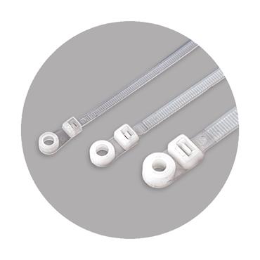 70903 Benman Hole Cable Ties For Screw, White, 200 X 7.6 mm (100Pcs)