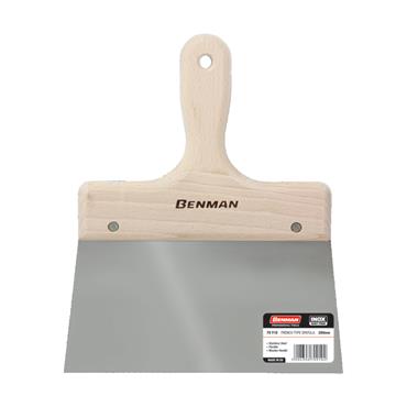 70905 Benman Stainless Steel Spatula, Wooden Handle, 100 mm