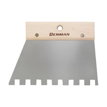 70921 Benman Stainless Steel Square Notched Spatula 06 X 06, Wooden Handle, 200 mm