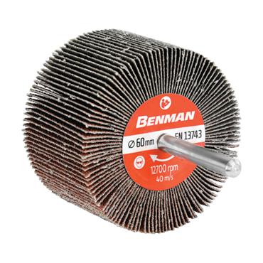 72047 Benman Spindle Mounted Flap Wheel. Cloth. 50 X 30 X 6 mm. P040.
