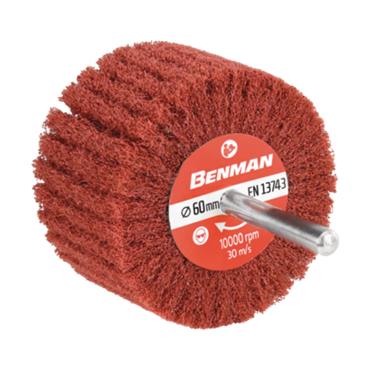 72067 Benman Spindle mounted flap wheel. non woven. 60 x 40 x 6 mm. p280.