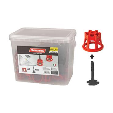 72708 Benman Tile Leveling Kit With 100 Linear Screw Spacers & 50 Wedges, Light Level