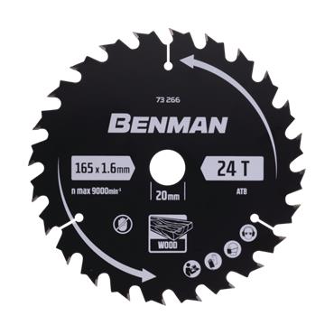 73266 Benman Circular Saw Blade Expert for wood 165 x 1.6mm / 20mm 24T
