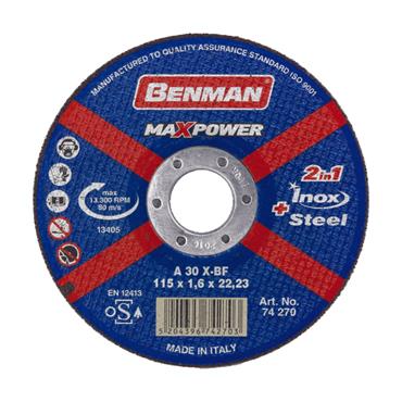 74270 Benman Cutting Disc, For Steel & Inox, Maxpower 115 X 1.6 mm
