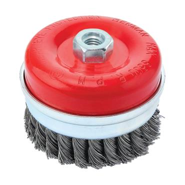 74317 Benman Cup Brush, Tempered Steel Wire, Knotted, Heavy Duty, M14*2.82, 65 mm