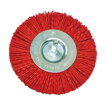 74322 Benman Wheel Brush With Abrasive Nylon, Red With Shank, 75 mm
