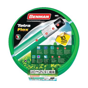 77141 Benman Garden Hose Tetraflex 1/2"X25M (Green&White Stripe)
