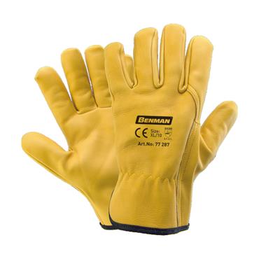 77287 Benman Gloves, Natural Cow Leather, Super Heavy Duty, Unlined, 10"