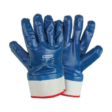 77292 Benman Blue Nitrile (Nbr) Gloves, Fully Coated, Jersey Linning, Safety Cuff, 10''