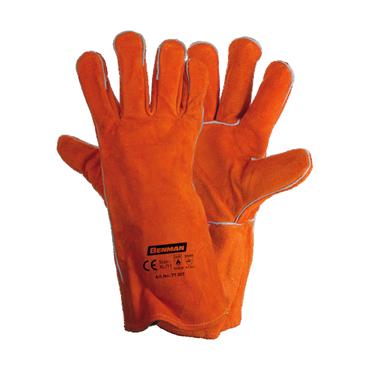 77307 Benman Dark Yellow Cow Split Leather Gloves, Welding Glove, Full Linning, 14''