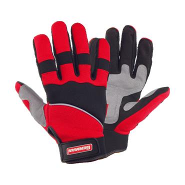 77360 Benman Gloves, Black Leather, Reinforced Thumb And Fore Finger, Double Palm, Velcro Adj, 8''/M