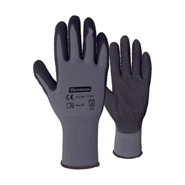 77407 Benman Grey Nylon Knitted Lining Gloves, Black Nitrile (Nbr), Palm Double Coated, 11''/Xxl